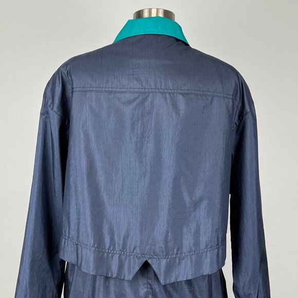 Vintage Forecaster of Boston Womens Navy Teal Windbreaker Rain Jacket size L - Picture 10 of 16